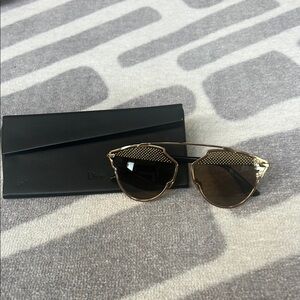 Dior Women's Sunglasses with Gold Frame and Amber Lenses